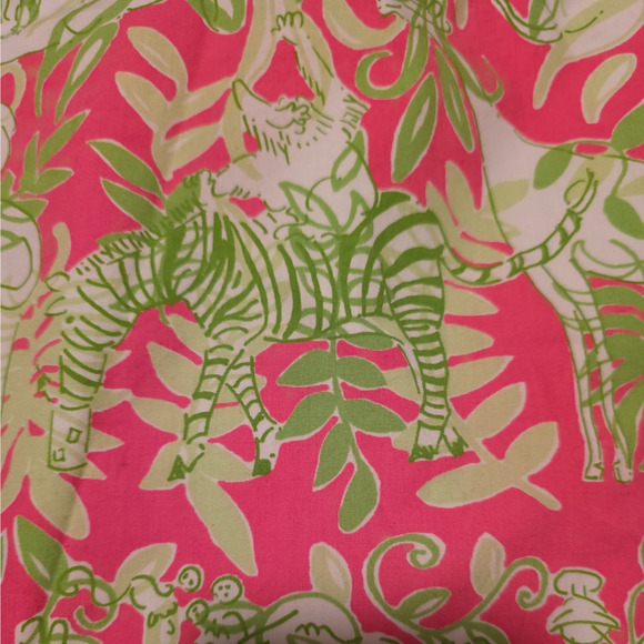 LILLY PULITZER VINTAGE ELEPHANT GIRAFFE PINK GREEN PENCIL SKIRT LINED SIZE 0 - Picture 3 of 8